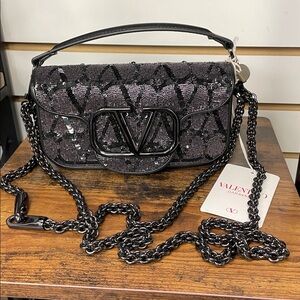 Valentino Black Sequin Crossbody Bag